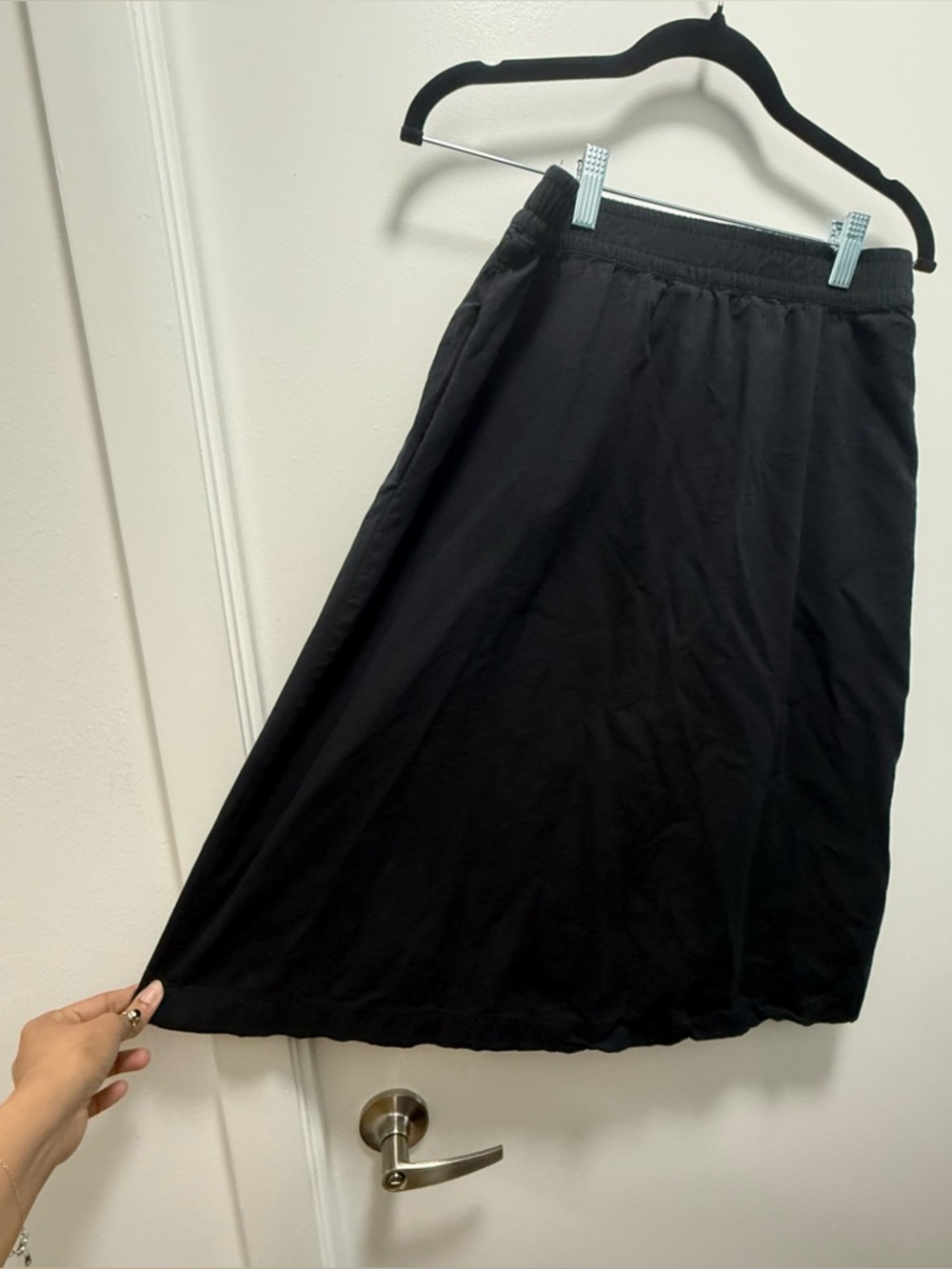 Joe Fresh Black Midi Skirt with Button Front Cotton Blend